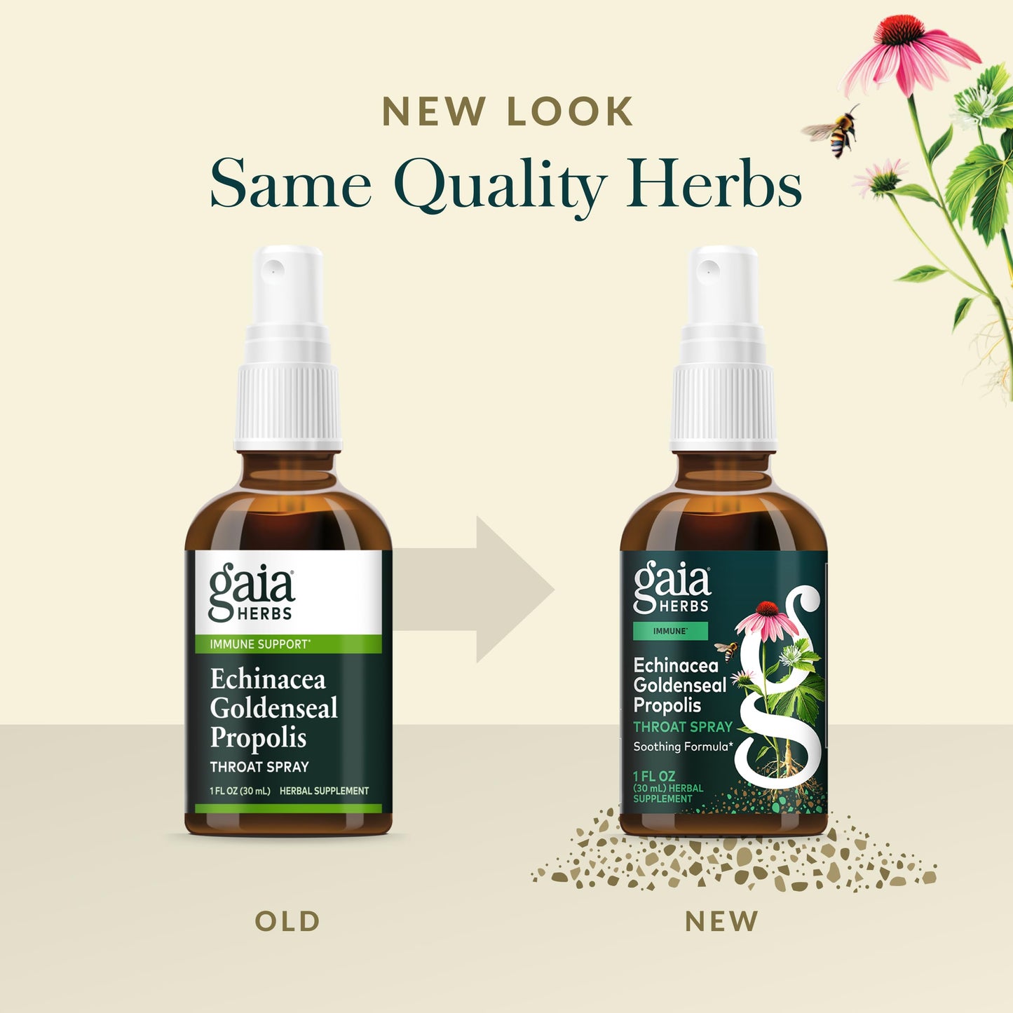 Gaia Herbs Echinacea Goldenseal Propolis Throat Spray – Immune Support (Organic 1 oz)