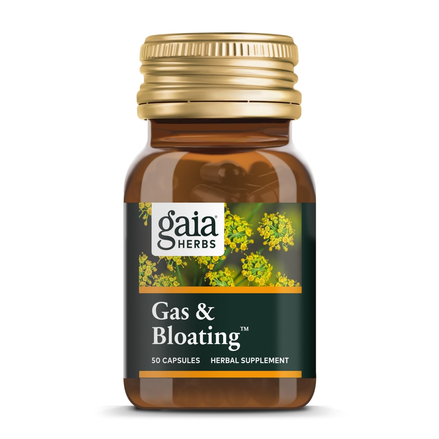 Gaia Herbs Gas & Bloating - Relief from Occasional Gas & Bloating with Activated Charcoal, Fennel & Chamomile | 50 Vegan Capsules