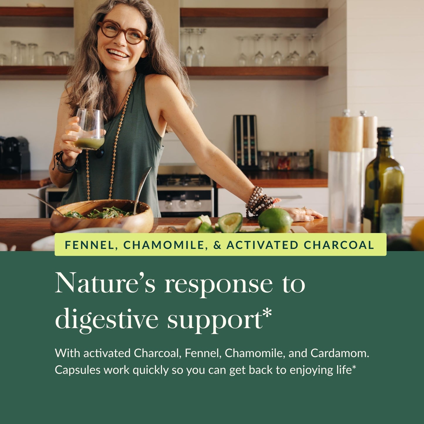 Gaia Herbs Gas & Bloating - Relief from Occasional Gas & Bloating with Activated Charcoal, Fennel & Chamomile | 50 Vegan Capsules