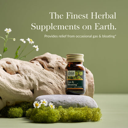 Gaia Herbs Gas & Bloating - Relief from Occasional Gas & Bloating with Activated Charcoal, Fennel & Chamomile | 50 Vegan Capsules