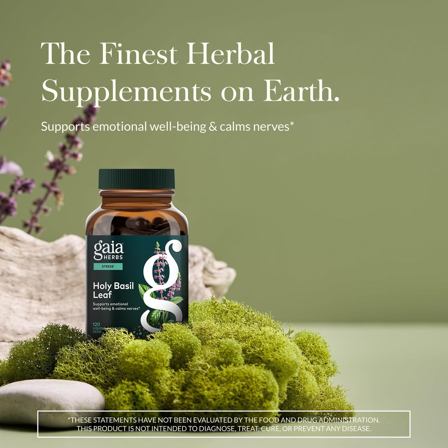 Gaia Herbs Holy Basil Leaf | Adaptogenic Ayurvedic Stress Support | 120 Vegan Liquid Phyto-Caps (60 Servings)