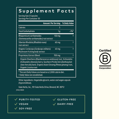 Gaia Herbs Adrenal Health Jumpstart | Adaptogenic Blend for Energy & Stress Support | 60 Vegan Liquid Phyto-Capsules BritishVita | Premium UK Vitamins & Wellness Supplements