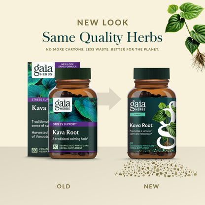 Gaia Herbs Kava Root - Calm & Relaxation (60 Vegan Caps)