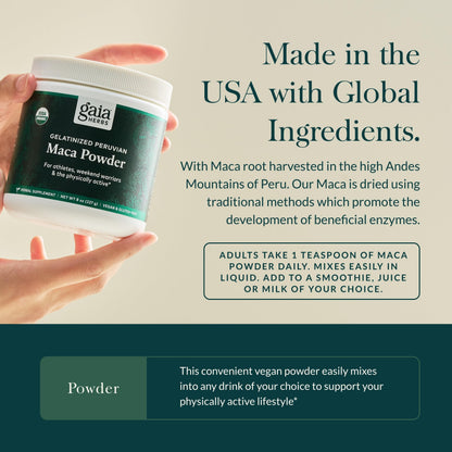 Gaia Herbs Maca Powder – Organic Energy & Stamina (8 oz, 69-Day Supply)