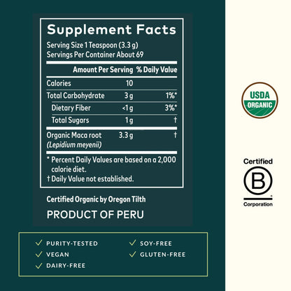 Gaia Herbs Maca Powder – Organic Energy & Stamina (8 oz, 69-Day Supply)