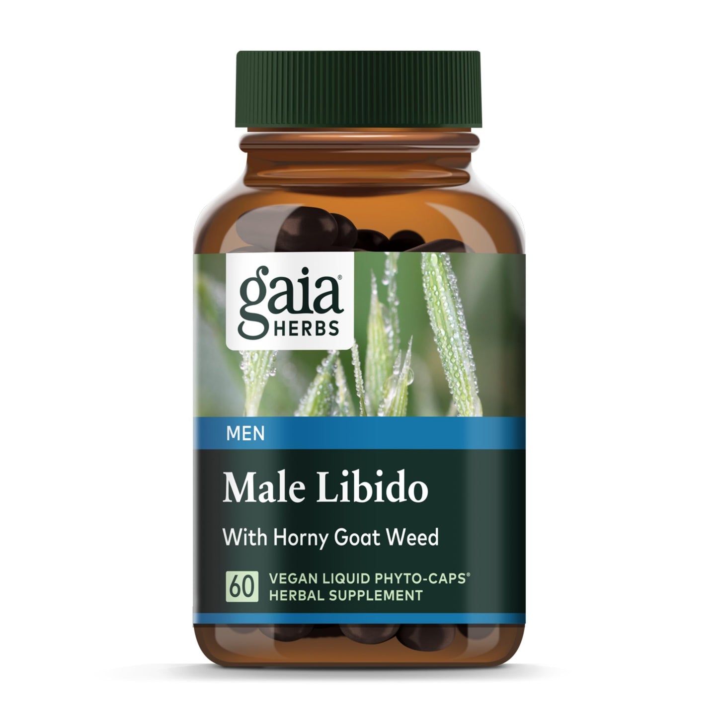 Gaia Herbs Male Libido - Herbal Supplement with Saw Palmetto, Horny Goat Weed, Maca & Oats - Supports Stamina, Vitality & Hormone Balance for Men - 60 Vegan Liquid Phyto-Capsules (20-Day Supply)