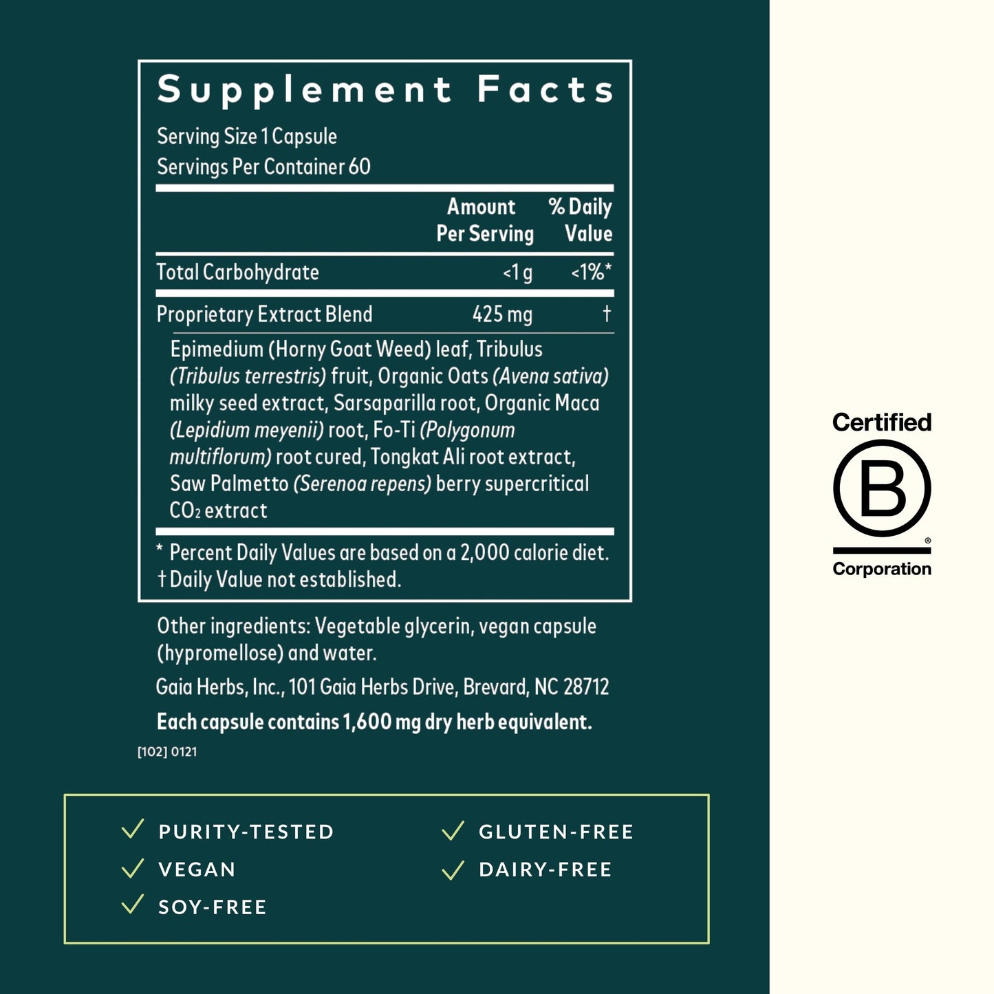 Gaia Herbs Male Libido - Herbal Supplement with Saw Palmetto, Horny Goat Weed, Maca & Oats - Supports Stamina, Vitality & Hormone Balance for Men - 60 Vegan Liquid Phyto-Capsules (20-Day Supply)