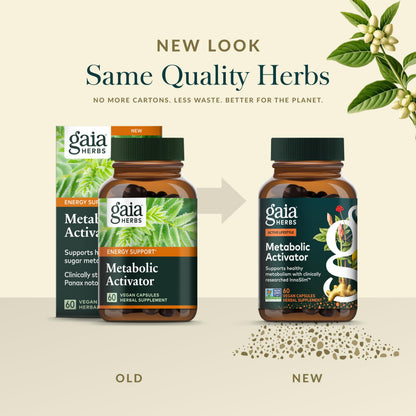 Gaia Herbs Metabolic Activator – Natural Energy & Metabolism Support with Panax Notoginseng & Astragalus (60 Capsules, 60 Servings) – Vegan & Dairy-Free