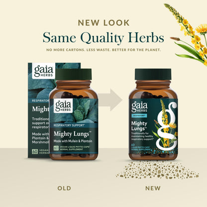 Gaia Herbs Mighty Lungs - Lung Support Supplement with Traditional Respiratory Herbs | 60 Vegan Liquid Phyto-Capsules (30-Day)