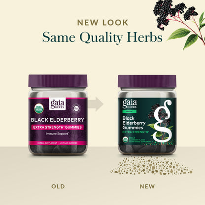Gaia Herbs Black Elderberry Gummies Extra Strength – Immune Support (40 Gummies)