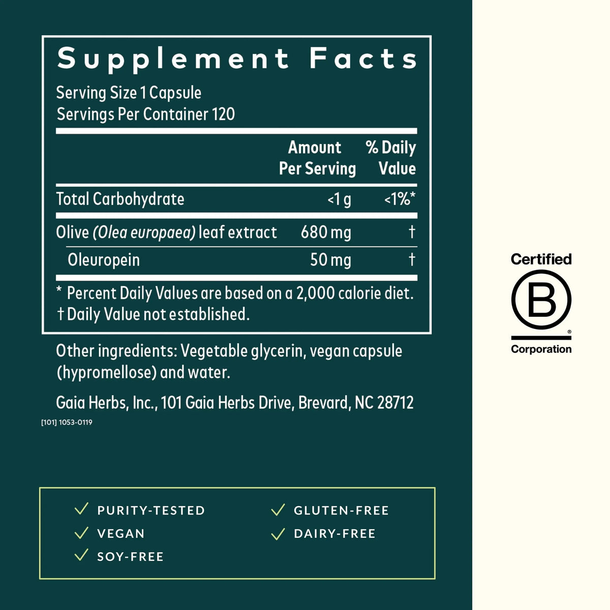 Gaia Herbs Olive Leaf - Traditional Immune Support with Oleuropein | 120 Vegan Liquid Phyto-Caps BritishVita | Premium UK Vitamins & Wellness Supplements