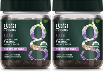 Gaia Herbs Organic Sleep Gummies – Sleep Support with Ashwagandha, Reishi, and Passionflower | 40 Count (Pack of 2)