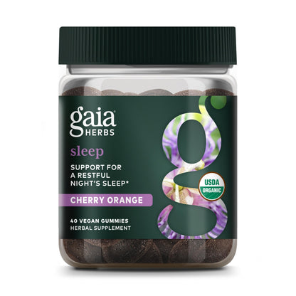 Gaia Herbs Organic Sleep Gummies - Ashwagandha, Reishi, Passionflower | 40 Count | Vegan