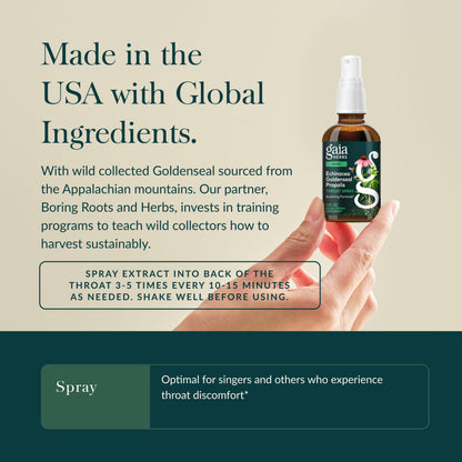 Gaia Herbs Echinacea Goldenseal Propolis Throat Spray – Immune Support (Organic 1 oz)