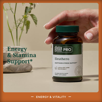 Gaia Herbs PRO Eleuthero - Adaptogen Supplement for Stress & Energy | 60 Vegan Liquid Phyto-Capsules (60 Servings)