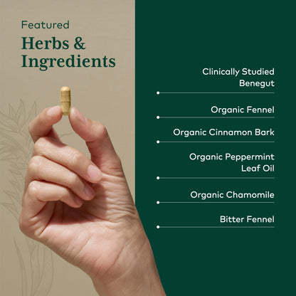 GAIA Herbs PRO GI-BFF Digestive Health | Benegut, Organic Fennel & Cinnamon Bark - 60 Caps