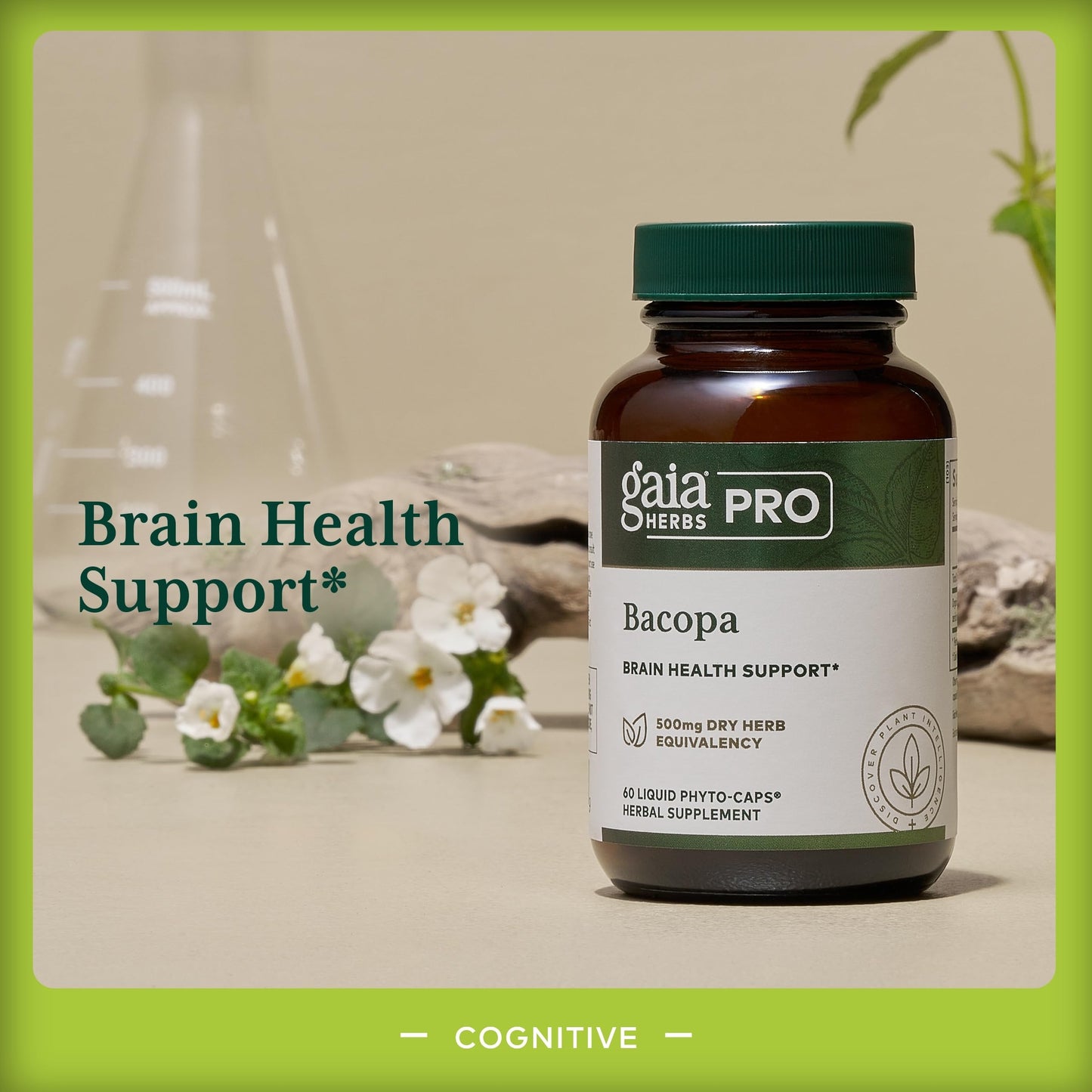 GAIA HERBS PRO Bacopa – Brain Health & Nootropic Support – 60 Liquid Phyto-Caps (30 Servings)