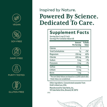 Gaia Herbs Pro Liquid Magnesium with Trace Minerals – Cellular Energy & DNA Support (4 fl oz, 48 Servings)