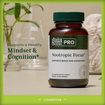 GAIA HERBS PRO Nootropic Focus – Brain Health & Focus Support (40 Liquid Phyto-Caps, Vegan, Gluten-Free)