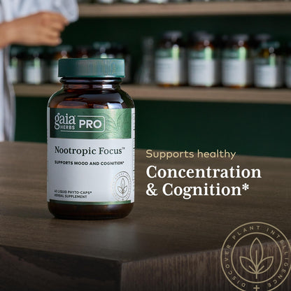 GAIA HERBS PRO Nootropic Focus – Brain Health & Focus Support (40 Liquid Phyto-Caps, Vegan, Gluten-Free)