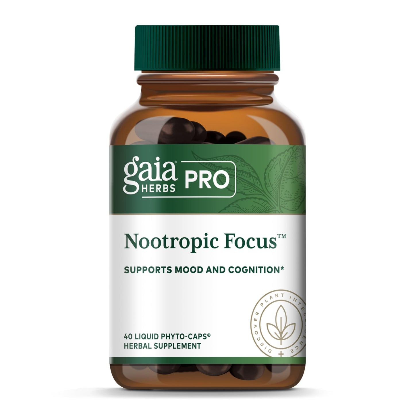 GAIA HERBS PRO Nootropic Focus – Brain Health & Focus Support (40 Liquid Phyto-Caps, Vegan, Gluten-Free)