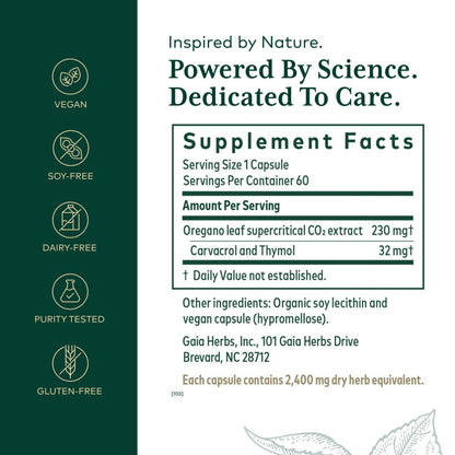 GAIA HERBS PRO Oil of Oregano – Immune Support & Gut Health, 60 Vegan Capsules