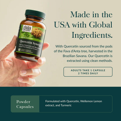 Gaia Herbs Quercetin Synergy - Immunity Support with Lemon Extract - 50 Vegan Capsules