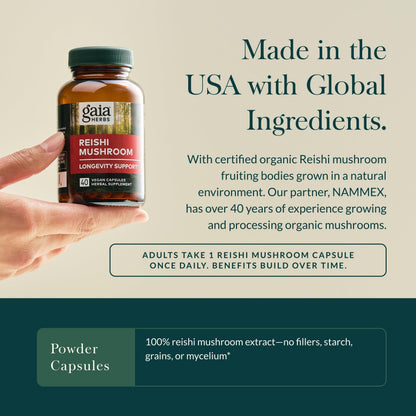 Gaia Herbs Reishi Mushroom: Immune & Heart Health | 40 Vegan Liquid Phyto-Capsules