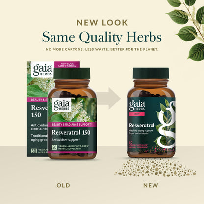 Gaia Herbs Resveratrol 150 mg – Beauty & Radiance Antioxidant Support (50 Liquid Phyto-Capsules)