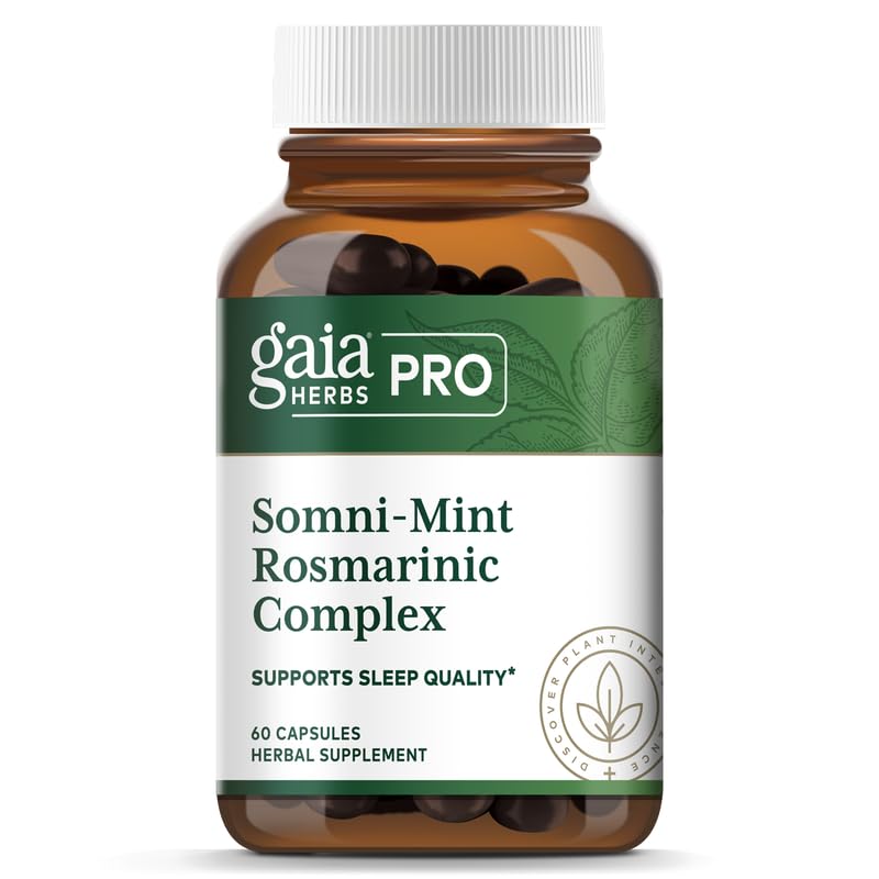 Gaia Herbs Somni-Mint Rosmarinic Complex – Sleep Support with Spearmint, Lemon Balm & Green Tea | 60 Capsules