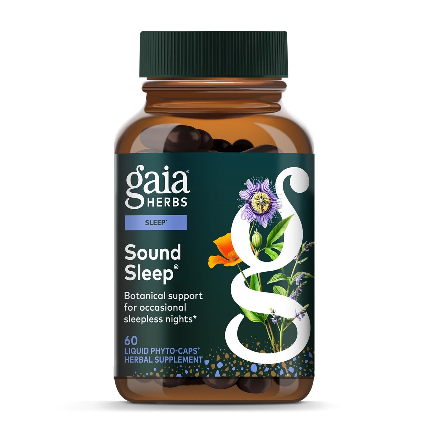 Gaia Herbs Sound Sleep – Natural Sleep Support with Valerian Root, Passionflower & More | 60 Vegan Capsules