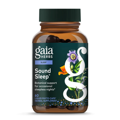 Gaia Herbs Sound Sleep – Natural Sleep Support with Valerian Root, Passionflower & More | 60 Vegan Capsules