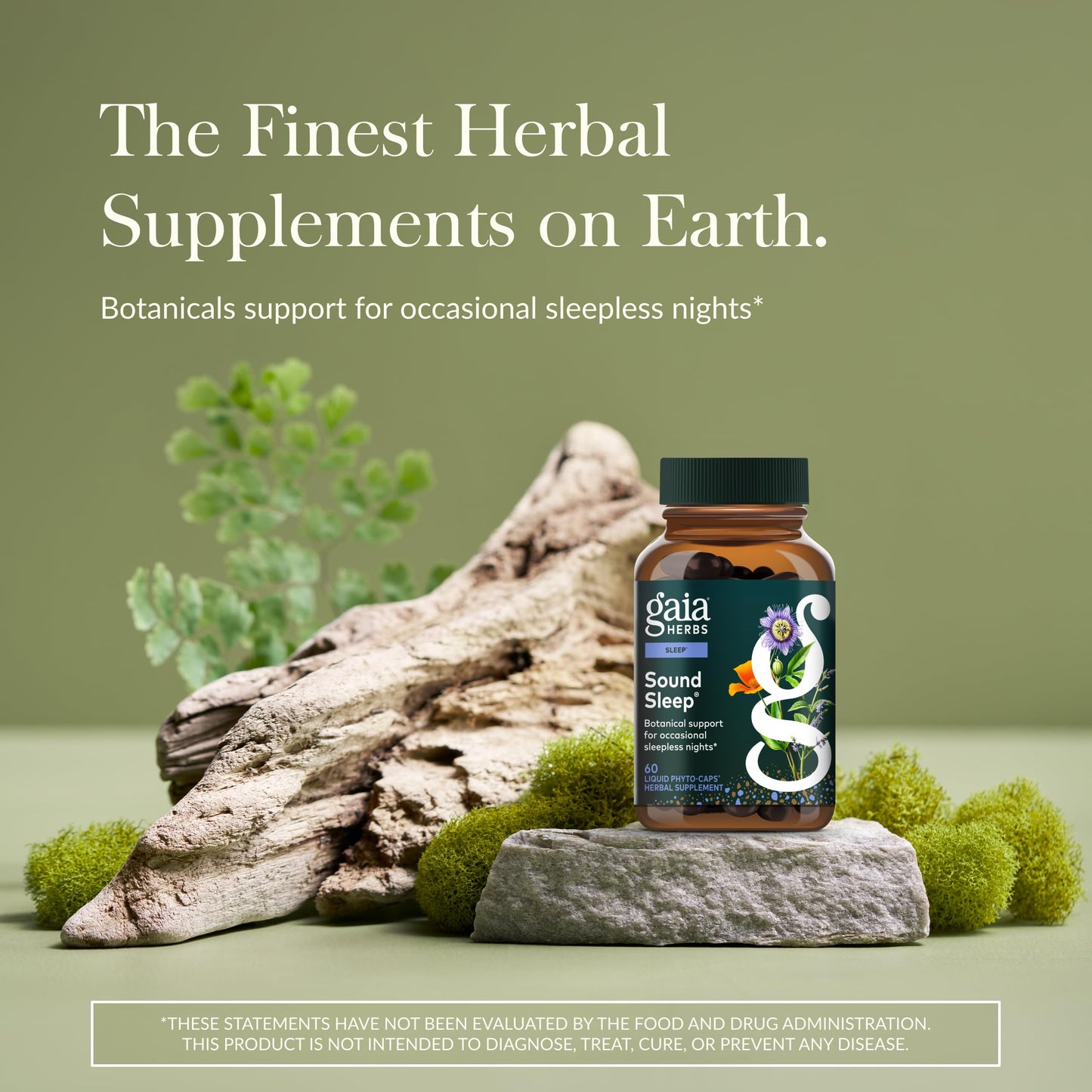 Gaia Herbs Sound Sleep – Natural Sleep Support with Valerian Root, Passionflower & More | 60 Vegan Capsules