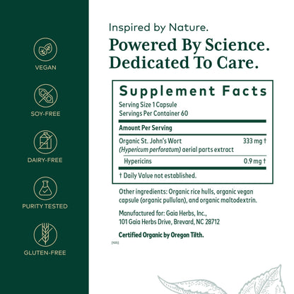 Gaia Herbs Pro St. John's Wort – Immune & Brain Health, 60 Liquid Phyto-Caps (30 Servings)