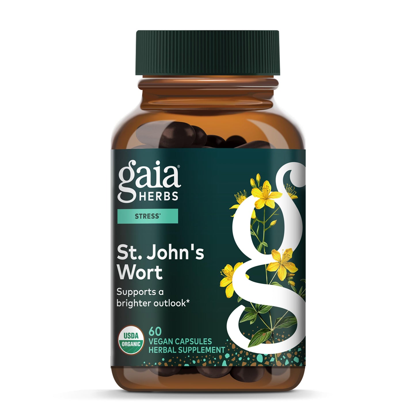 Gaia Herbs St. John's Wort - Stress Support Supplement* - 60 Vegan Capsules (20-Day Supply)