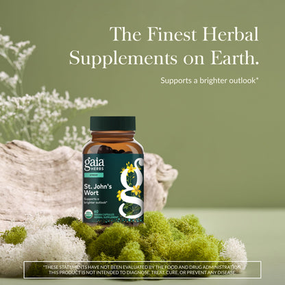 Gaia Herbs St. John's Wort - Stress Support Supplement* - 60 Vegan Capsules (20-Day Supply)