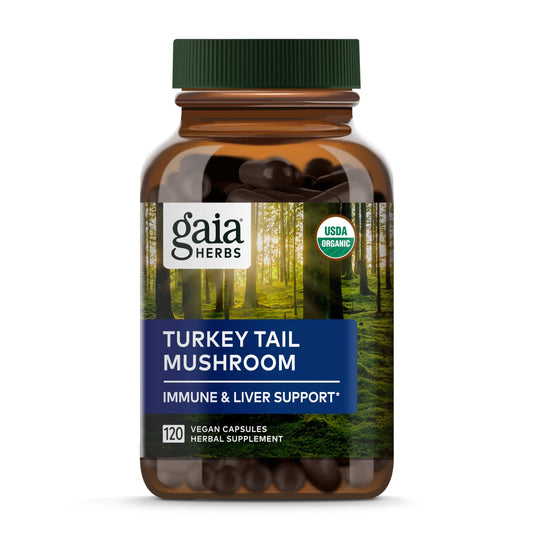 Gaia Herbs Turkey Tail Mushroom – Immune Support & Liver Health, 120 Vegan Capsules BritishVita | Premium UK Vitamins & Wellness Supplements