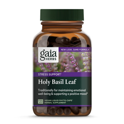 Gaia Herbs Holy Basil Leaf | Adaptogenic Ayurvedic Stress Support | 120 Vegan Liquid Phyto-Caps (60 Servings)