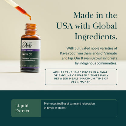 Gaia Herbs Kava Root Extra Strength – Calm & Emotional Wellness (1 oz, 20-Day Supply)