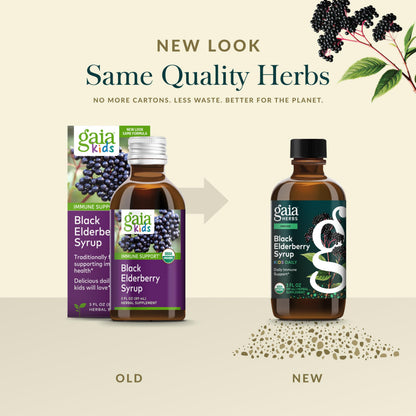 GaiaKids Black Elderberry Syrup for Kids | Gaia Herbs - USDA Organic, 3 fl oz