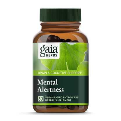 Gaia Herbs Mental Alertness - Brain Support Supplement for Focus & Memory* | 60 Vegan Liquid Phyto-Capsules (15-Day Supply)
