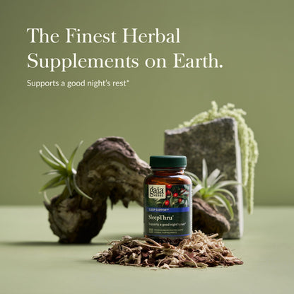 Gaia Herbs SleepThru Sleep Support – Ashwagandha, Magnolia Bark, Passionflower & Jujube Date | 60 Vegan Liquid Phyto-Capsules