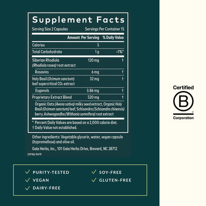 Gaia Herbs Stress Response: Relaxation with Rhodiola, Ashwagandha & Holy Basil