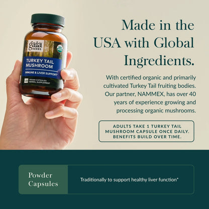 Gaia Herbs Turkey Tail Mushroom – Immune Support & Liver Health, 120 Vegan Capsules BritishVita | Premium UK Vitamins & Wellness Supplements