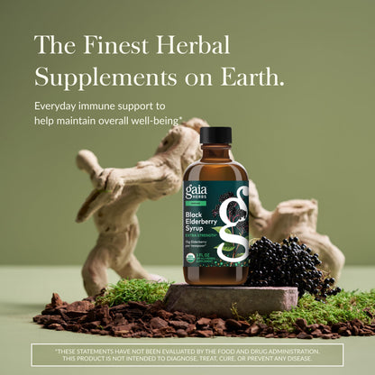 Gaia Herbs Black Elderberry Syrup - Organic Immune Support (3 oz, 18-Day Supply)