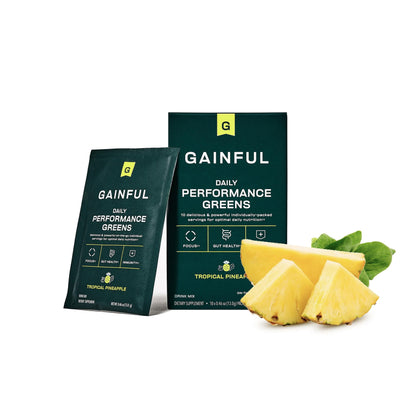 Gainful Daily Performance Greens Powder – Gut Health, Energy & Immune Support | Tropical Pineapple (10 Pack)