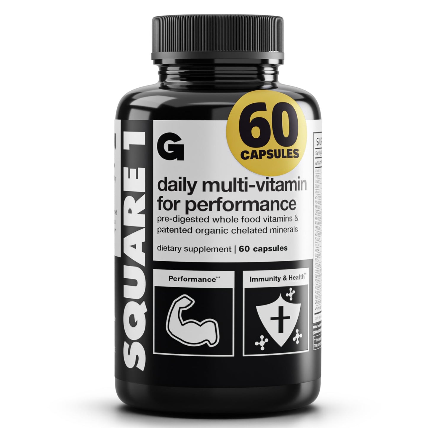 Gains in Bulk Square 1 Multivitamin with Organic Minerals – For Women & Men, 60 Capsules | Muscle Health, Performance & Immune Support