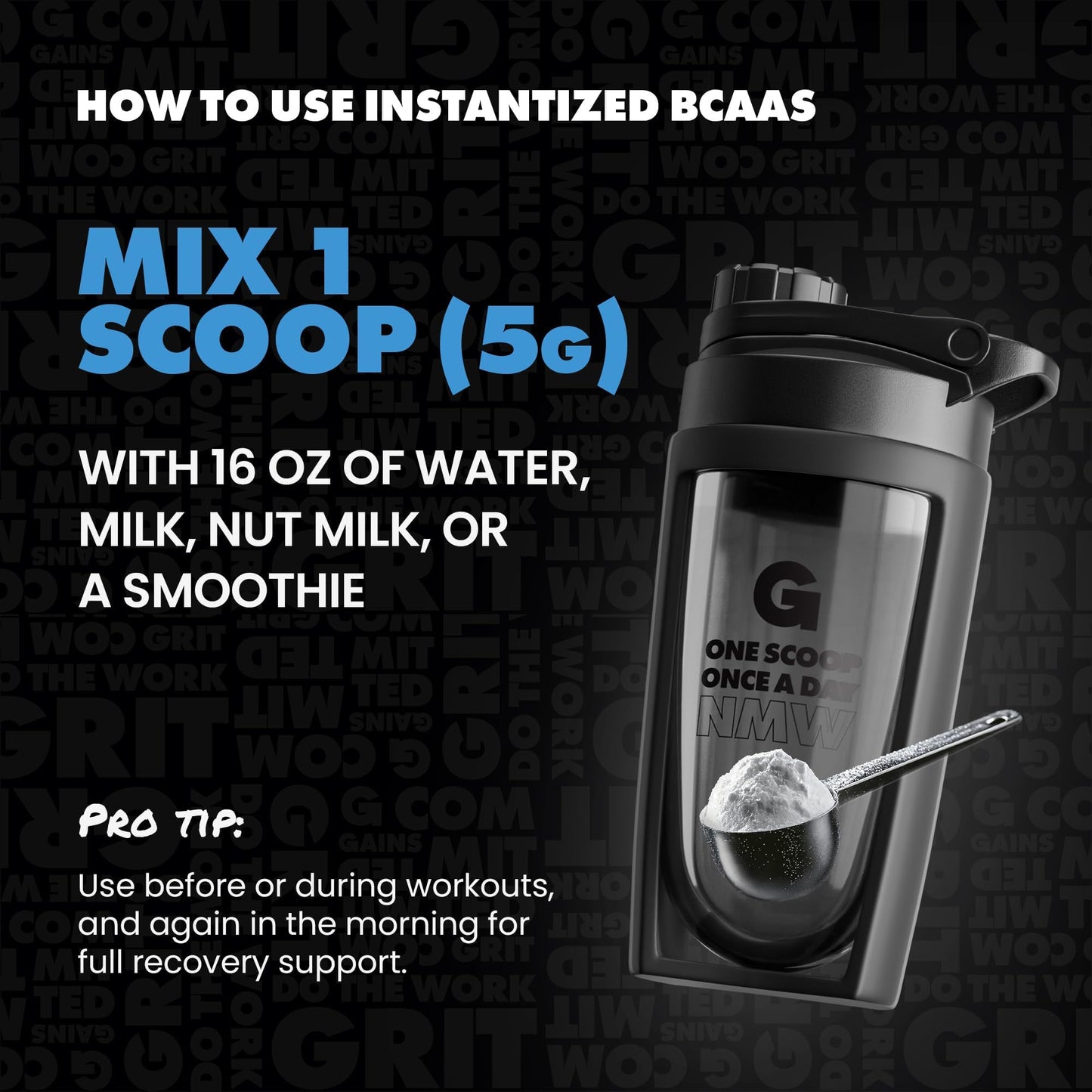 Gains in Bulk Plant-Based BCAA Powder – Vegan, Gluten-Free, Unflavored