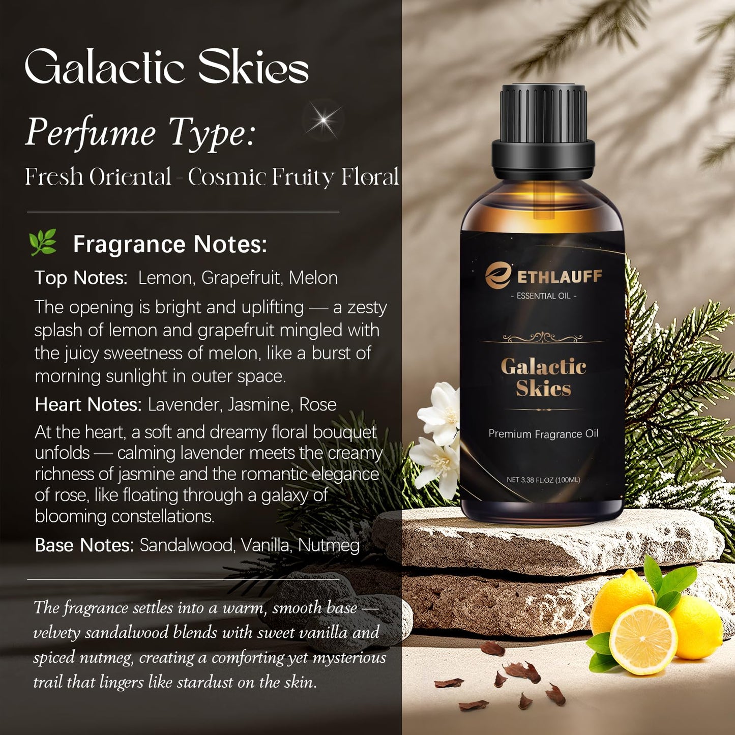 Mens Cologne Fragrance Oil 3.38 FL OZ – Galactic Skies Scented Oil for Candles, Soaps & Diffusers