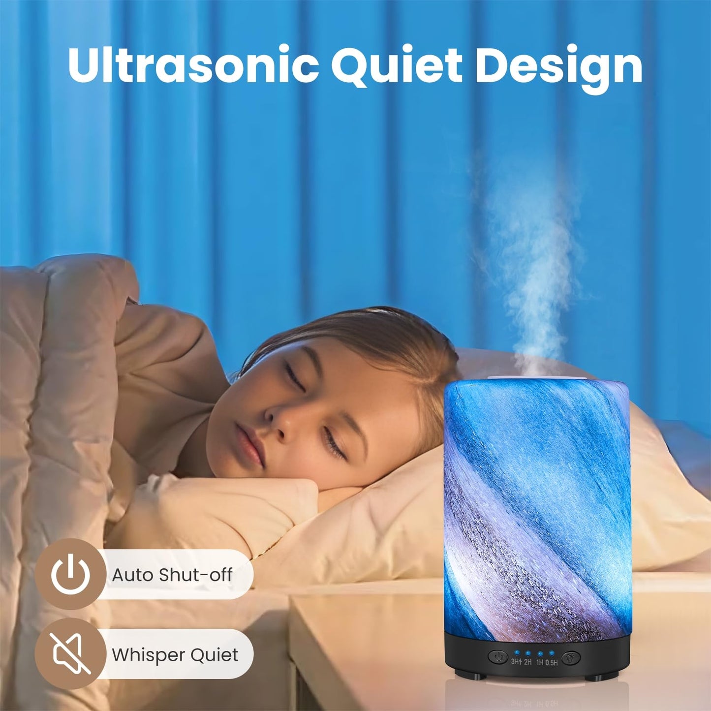 Essential Oil Diffuser 120 ml Galaxy Mist – Glass Ultrasonic Diffuser, 7 LED Colors, Auto Shut-Off, 4 Timers